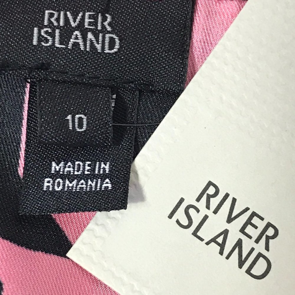 River Island Ladies Mini Dogtooth Check Swing Dress Size 10 Pink Long Sleeve - Picture 6 of 8